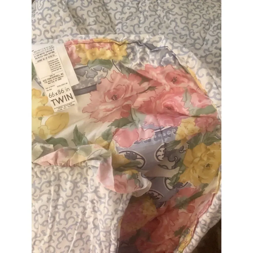 Lady Pepperell Vintage Twin Comforter Blue Ginger Jar Reversible Cottagecore